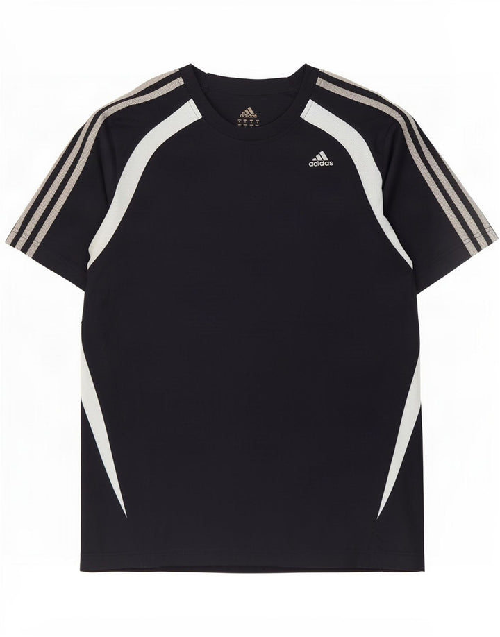 Adidas Mens Camiseta Top Médio Azul Marinho Colorblock Poliéster
