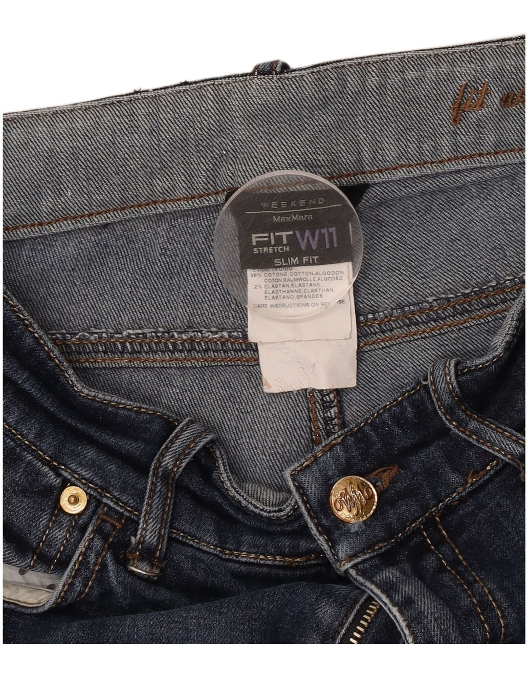 Max Mara Jeans feminino Weekend Slim W28 L26 algodão azul marinho