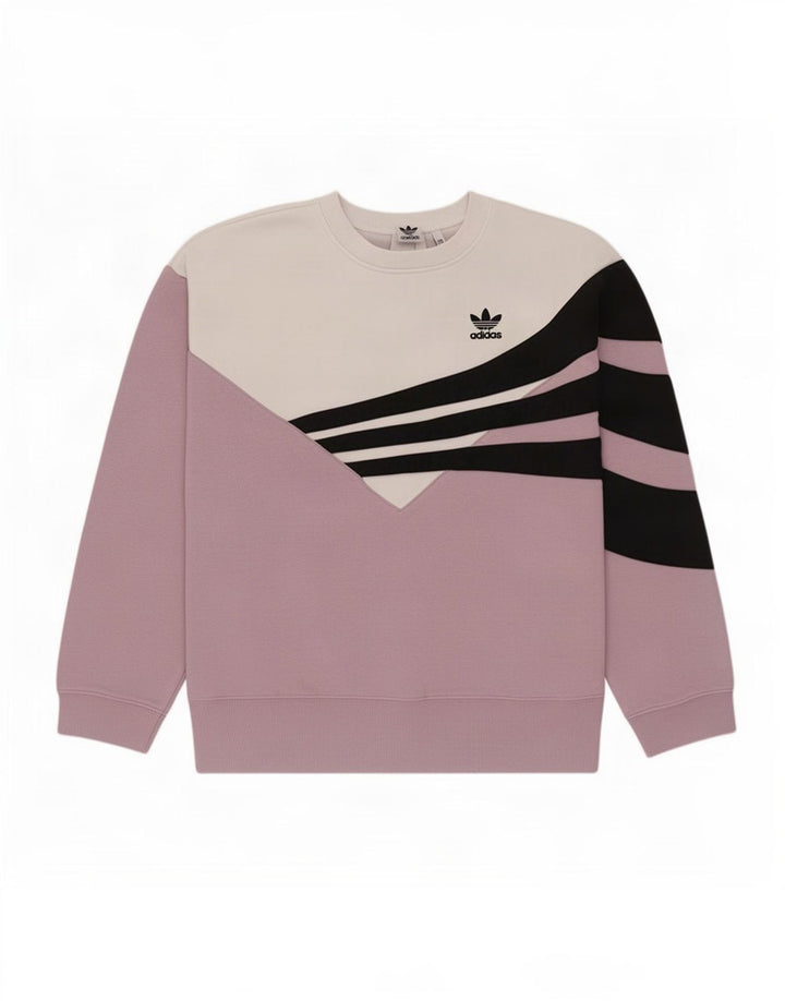 Adidas feminino oversized moletom jumper UK 14 médio rosa colorblock
