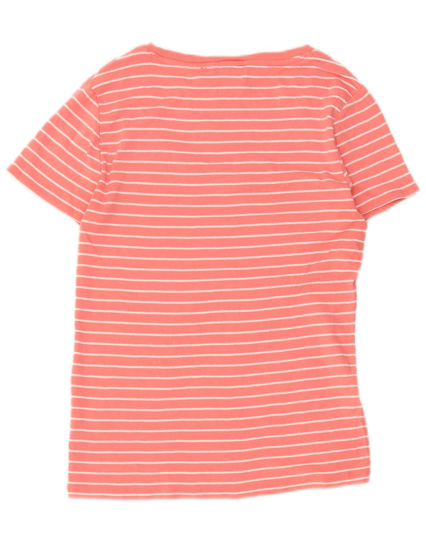 Camiseta feminina Tommy Hilfiger UK 12 algodão listrado rosa médio