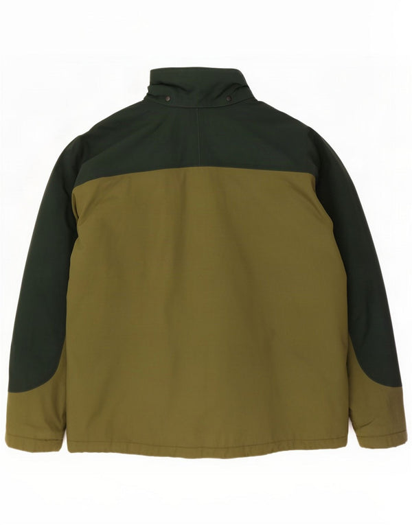 Jaqueta corta-vento masculina Lands End UK 46/48 XL Khaki Colourblock Nylon