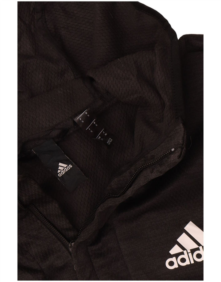 Adidas Mens Hooded Tracksuit Top Jacket Pequeno Poliéster Cinza