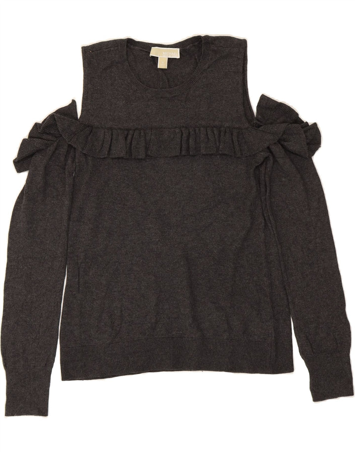MICHAEL KORS Womens Crew Neck Jumper Sweater UK 12 Medium Grey Vintage Michael Kors and Second-Hand Michael Kors from Messina Hembry 