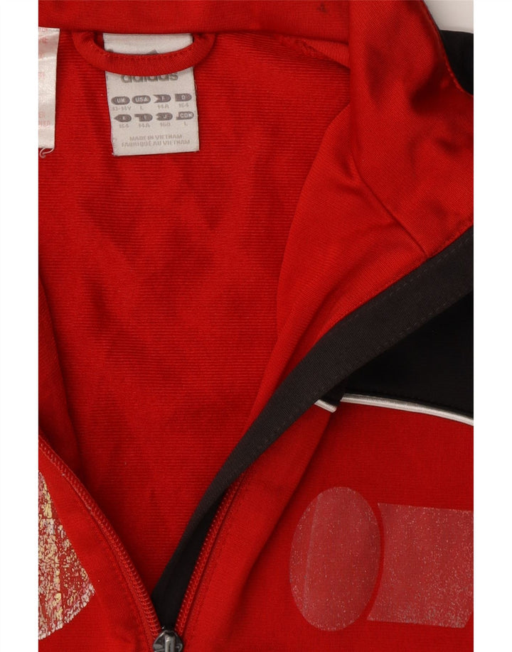ADIDAS Meninos Tracksuit Top Jacket 13-14 Anos Vermelho Colourblock Poliéster