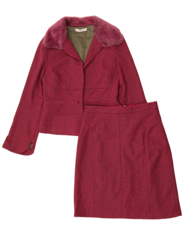 Conjunto de saia feminina Jesire de 2 peças Reino Unido 8 pequeno W28 espinha de peixe rosa poliacrílico