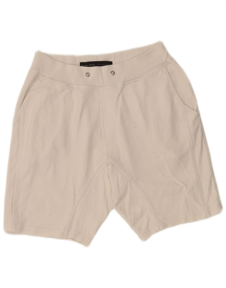 Zara Mens Chino Shorts Médio W31 Algodão Branco