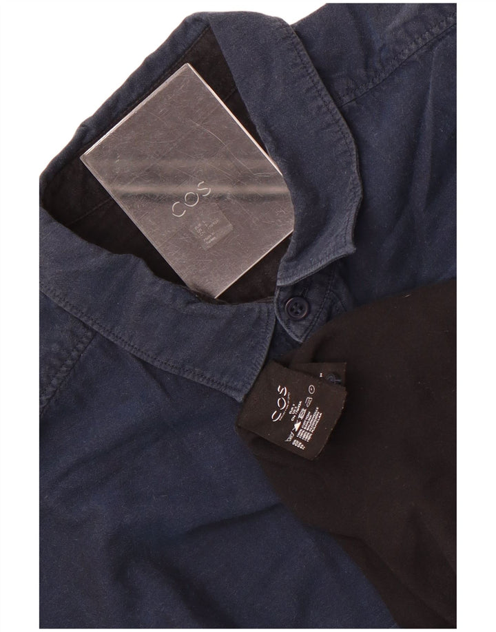 Camisa masculina Cos pequena algodão azul marinho