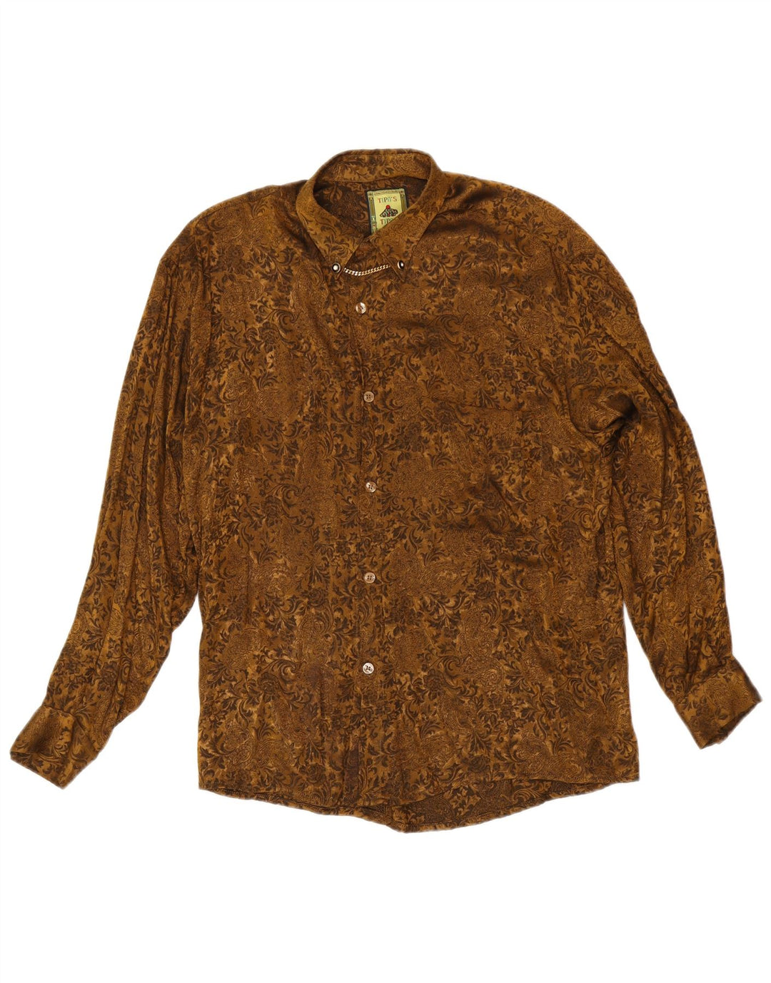 Camisa masculina Tipo'S média marrom paisley viscose