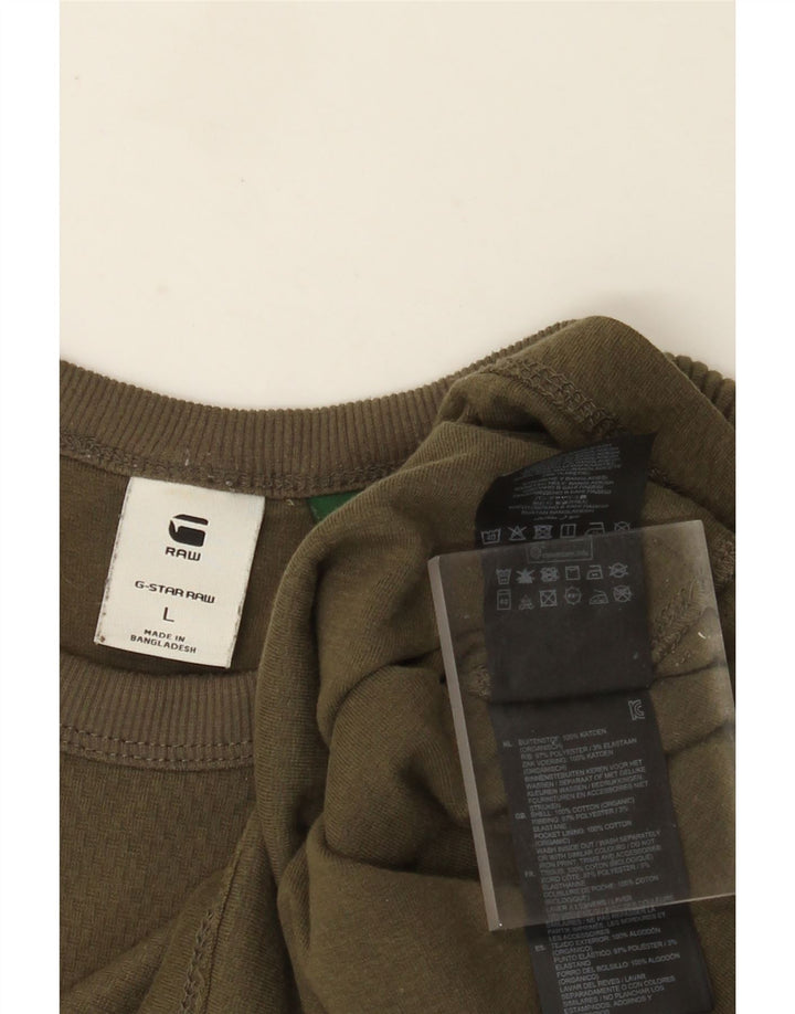 Top masculino G-Star manga comprida grande algodão cáqui