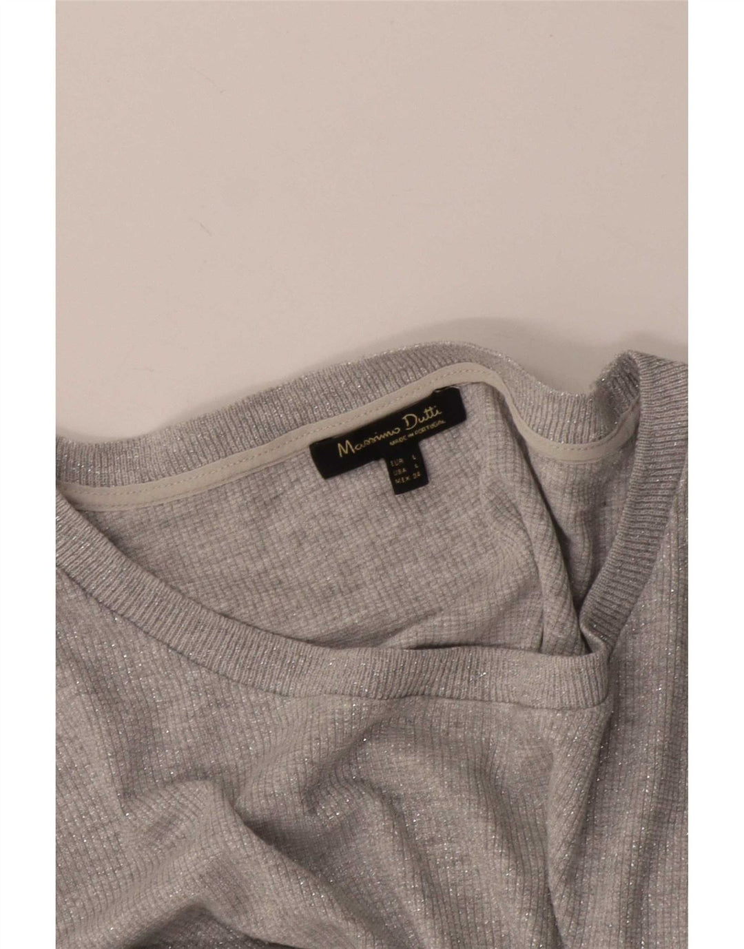 Top feminino Massimo Dutti manga 3/4 Reino Unido 16 grande cinza