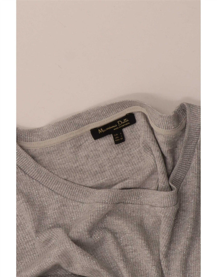 Top feminino Massimo Dutti manga 3/4 Reino Unido 16 grande cinza