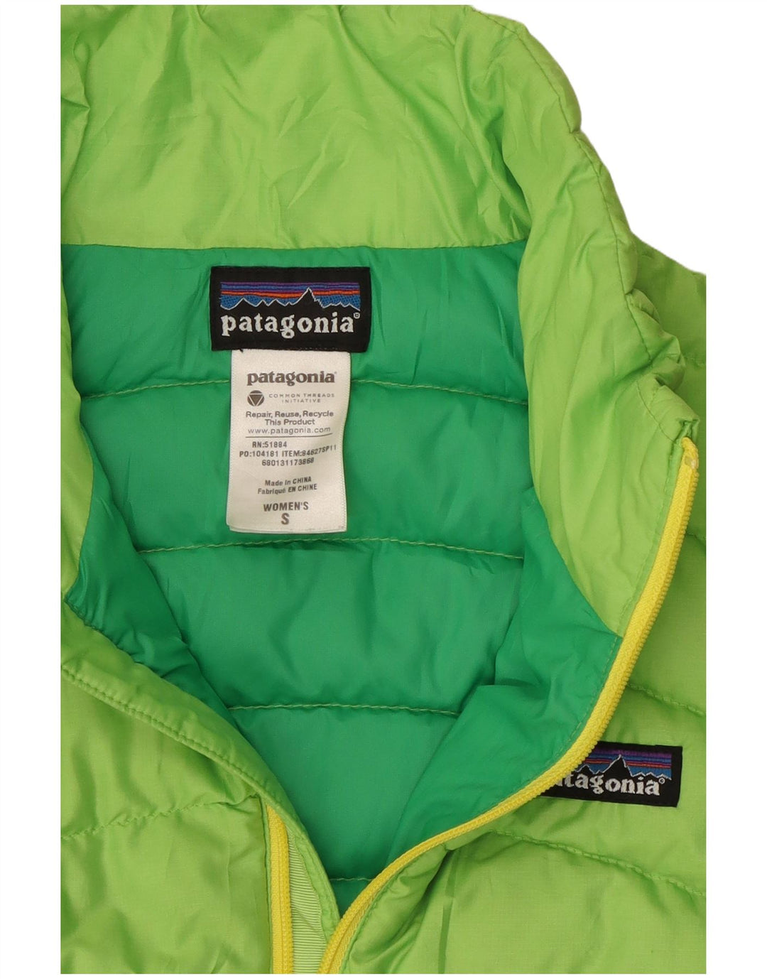 Colete acolchoado feminino Patagonia UK 10 pequeno poliéster verde