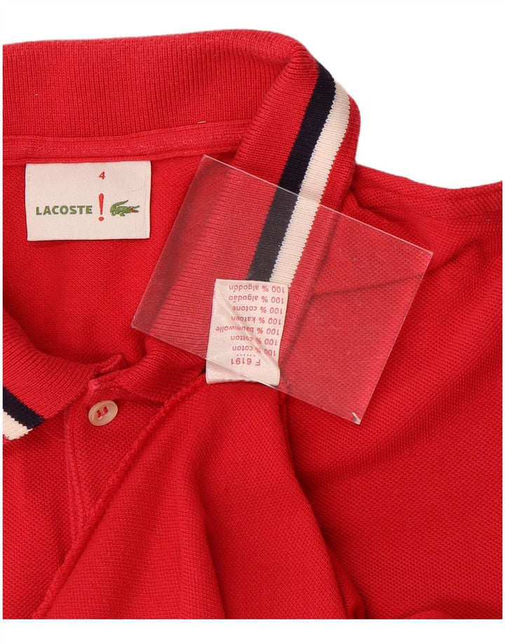 LACOSTE Mens Polo Shirt Size 4 Medium Red Cotton