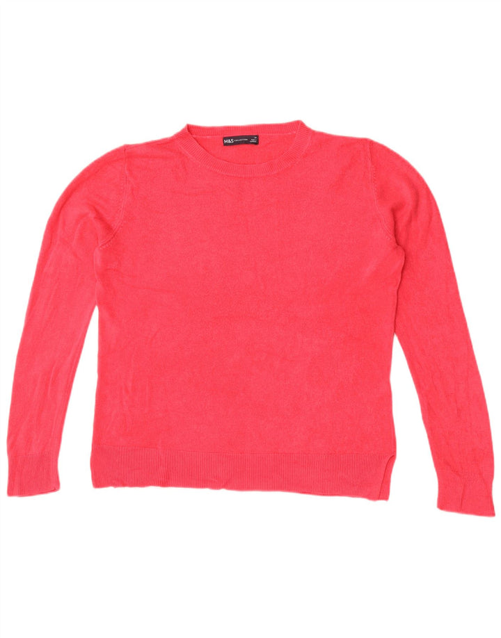 Suéter feminino Marks & Spencer com gola redonda Reino Unido 14 acrílico rosa médio