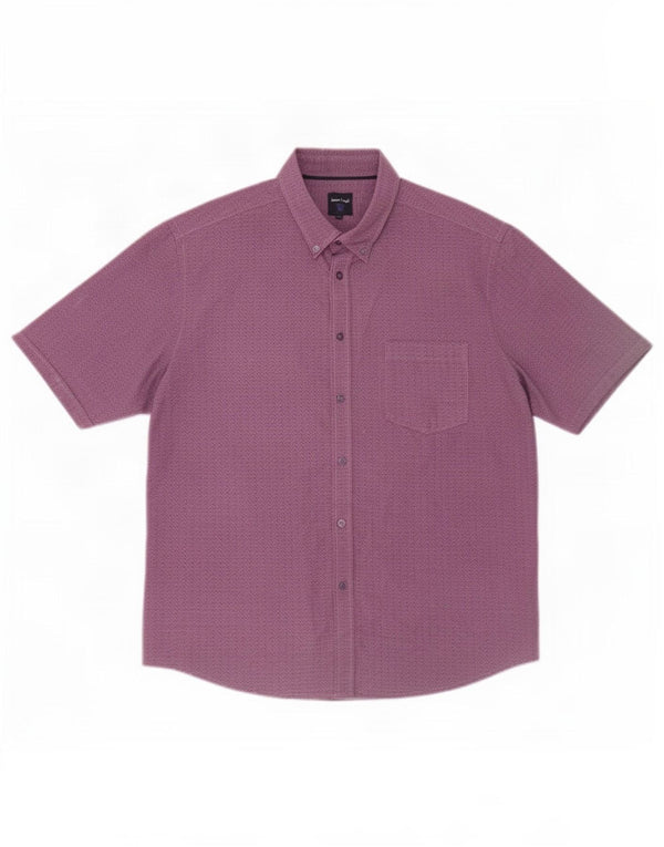 Camisa masculina de manga curta James Pringle XL poliéster geométrico roxo