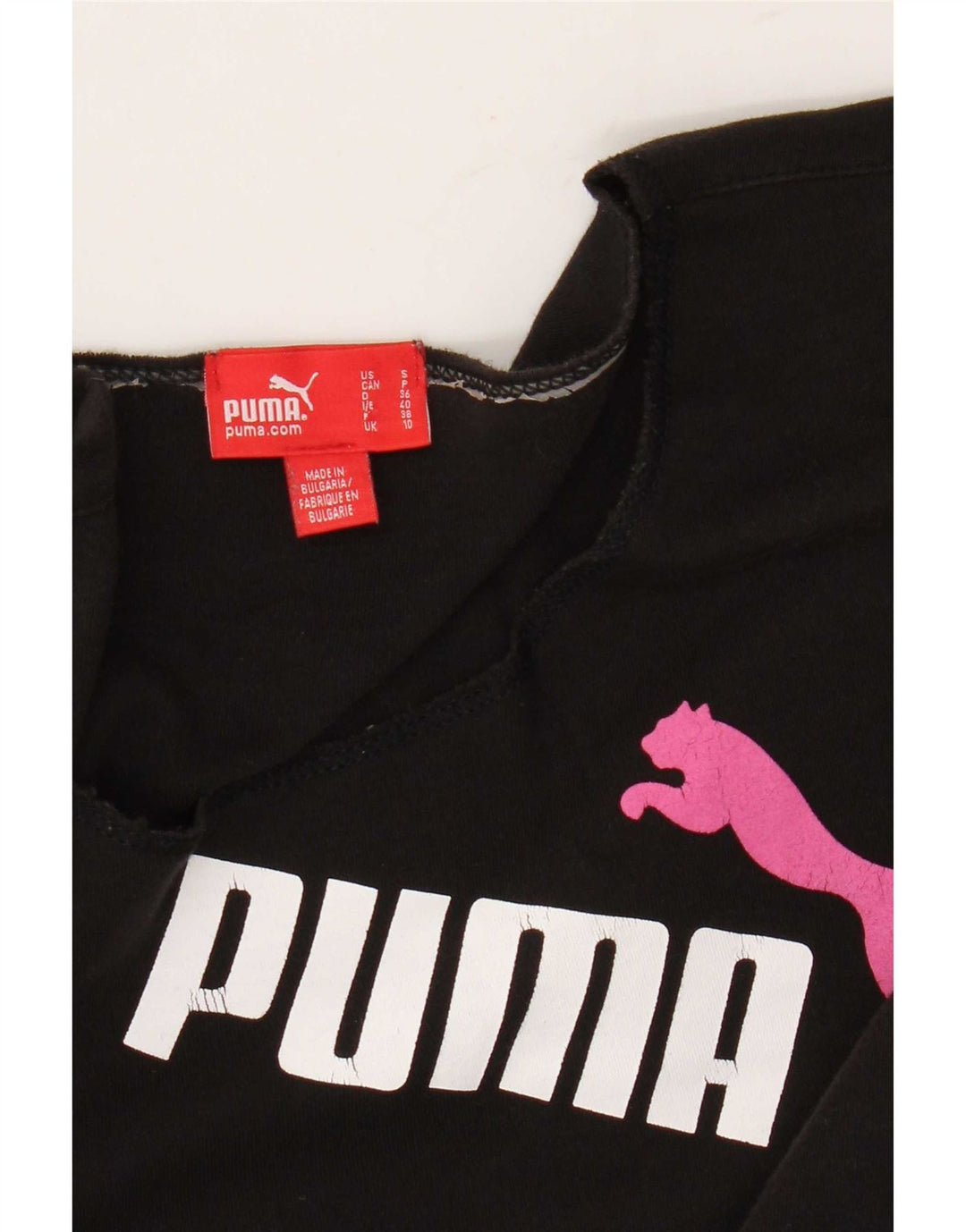 Puma Mulher Graphic Top Manga Longa UK 10 Pequeno Preto