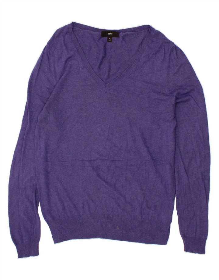 MOSSIMO Womens V-Neck Jumper Sweater UK 18 XL Purple Nylon Vintage Mossimo and Second-Hand Mossimo from Messina Hembry 
