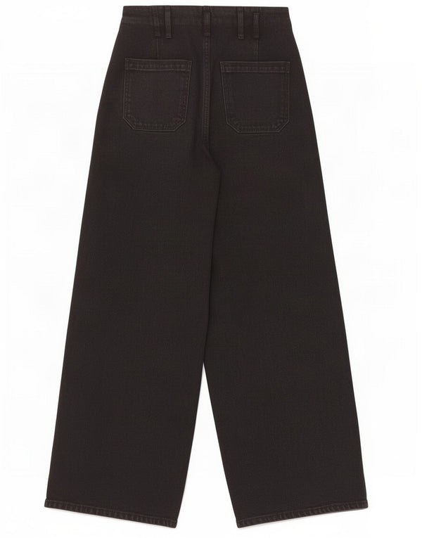 Calça jeans feminina Zara com perna larga EU 34 2XS W24 L25 preta