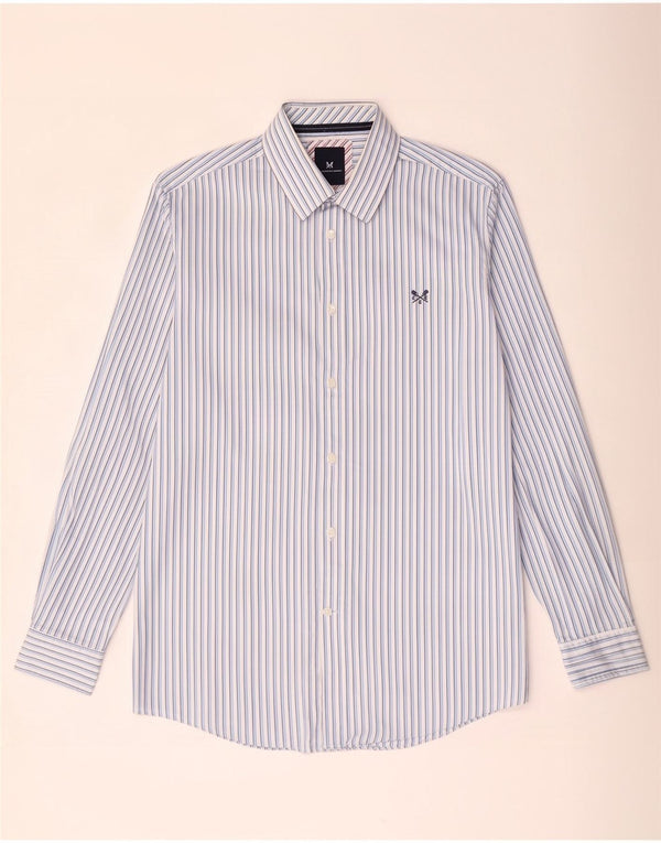 Crew Clothing Camisa masculina clássica de ajuste grande algodão listrado azul
