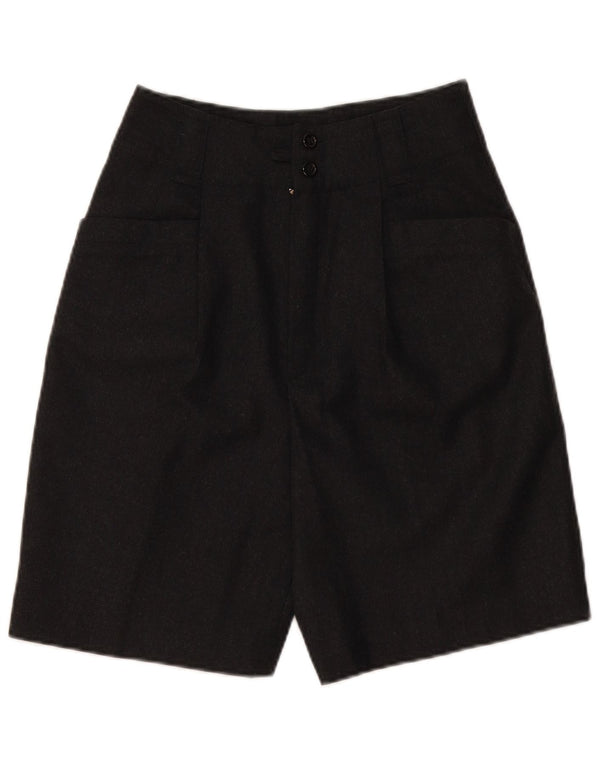 Shorts casuais femininos vintage de cintura alta UE 36 pequeno W28 cinza nova lã