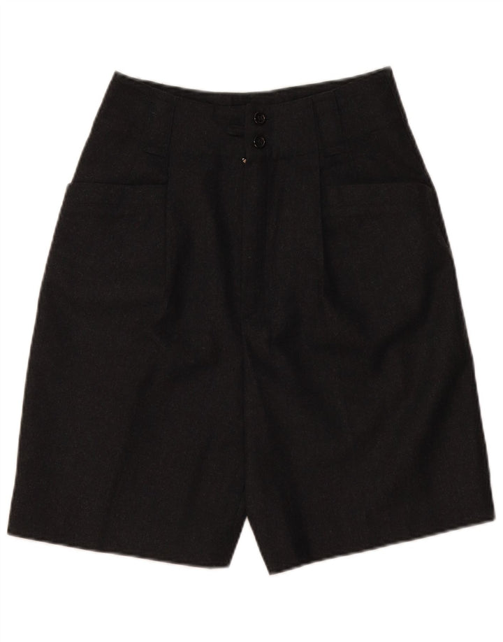 Shorts casuais femininos vintage de cintura alta UE 36 pequeno W28 cinza nova lã