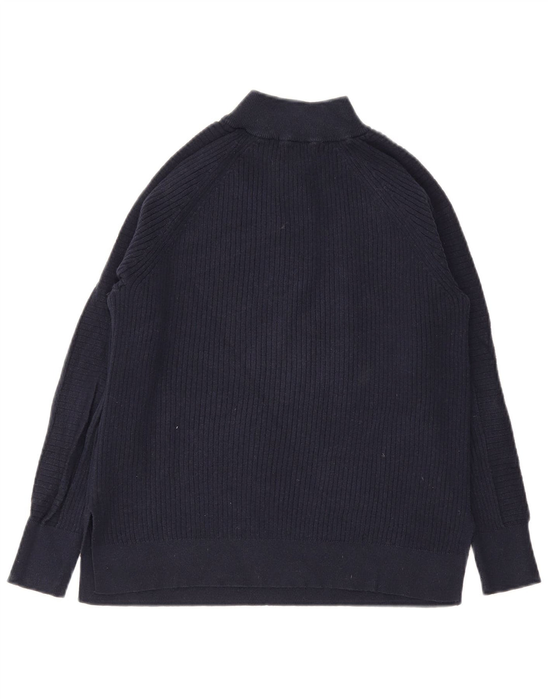 Suéter feminino Marks & Spencer com gola e zíper Reino Unido 14 médio azul marinho