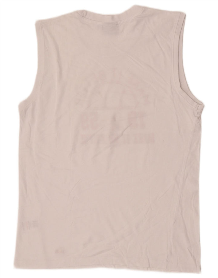 Colete gráfico masculino ELLESSE Top XL de algodão branco