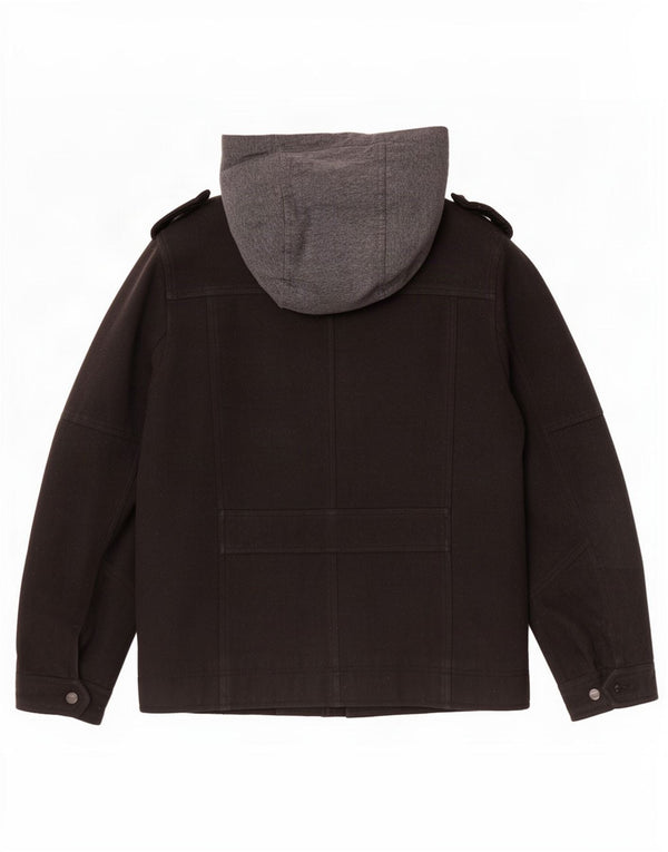 Jaqueta militar masculina com capuz Levi's UK 36 poliéster colorblock preto pequeno