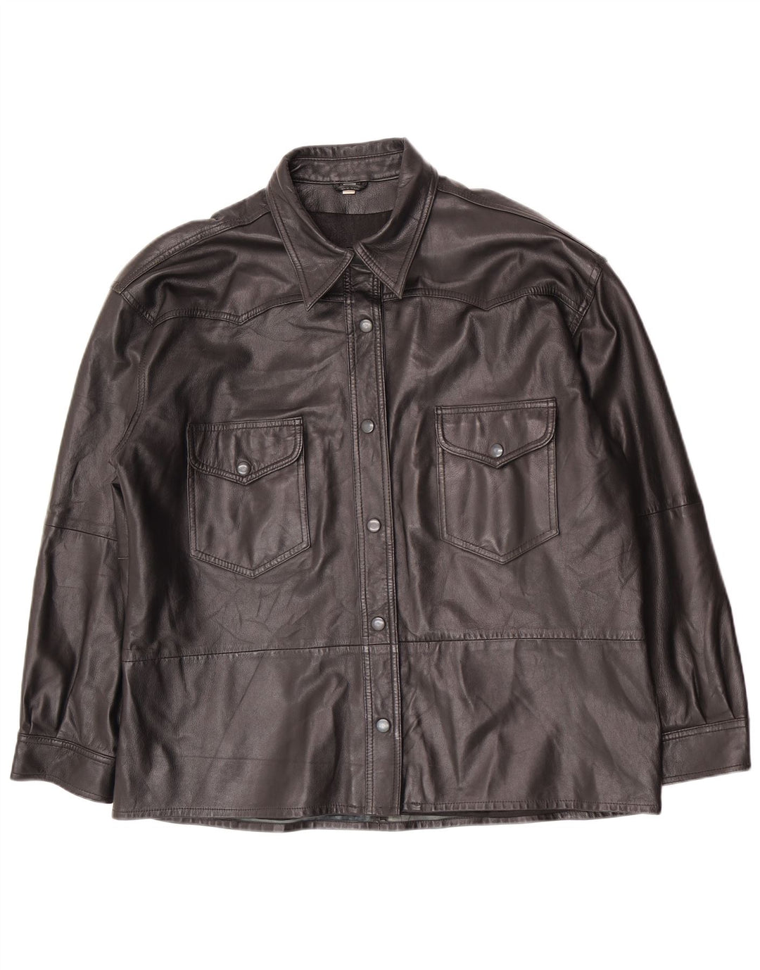 Jaqueta de couro oversized feminina vintage EU 40 médio preto