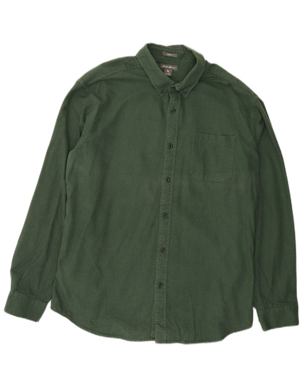 EDDIE BAUER Camisa masculina de flanela clássica XL algodão verde