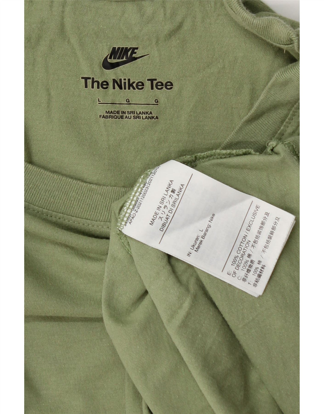 Nike Mens Camiseta Top Grande Algodão Verde