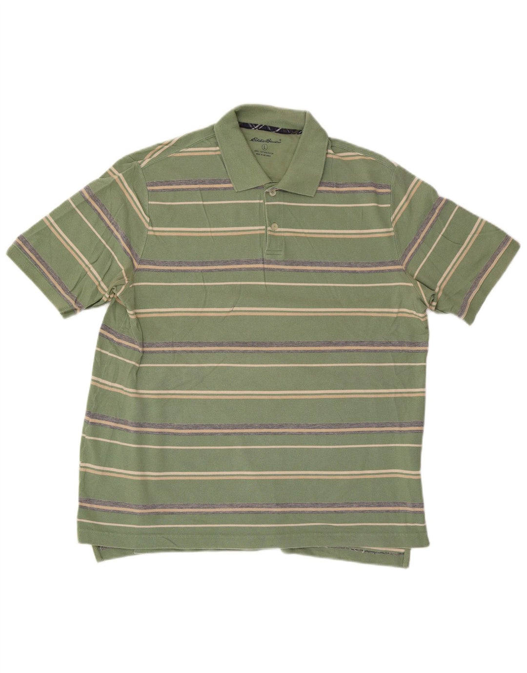 Camisa pólo masculina Eddie Bauer grande algodão listrado verde