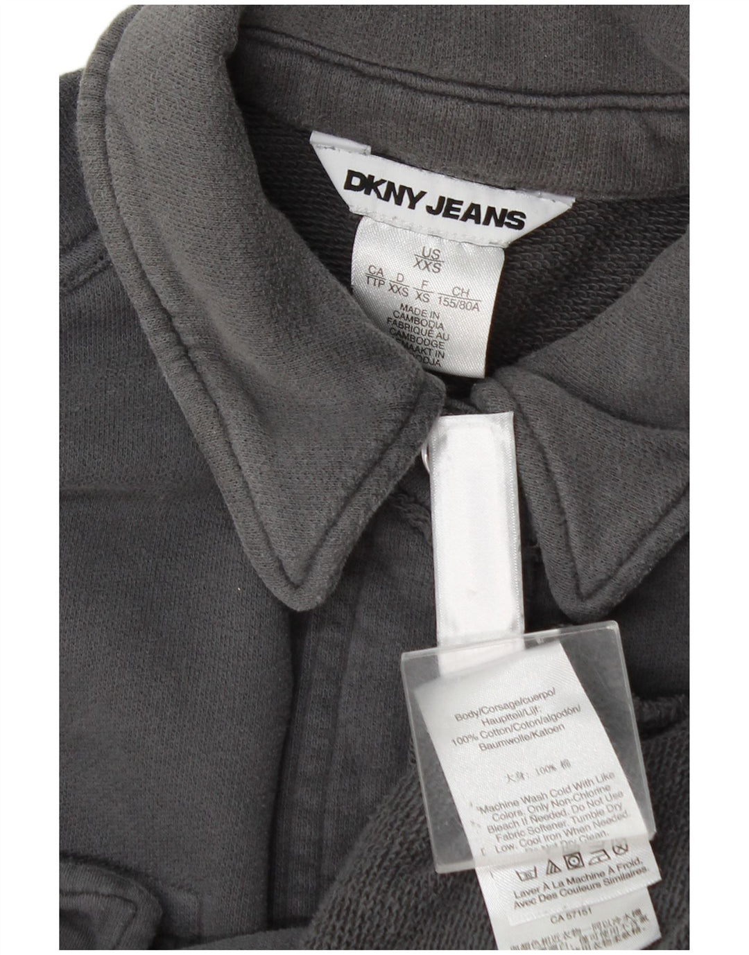 Camisa oversized feminina Dkny UK 2 2XS algodão cinza