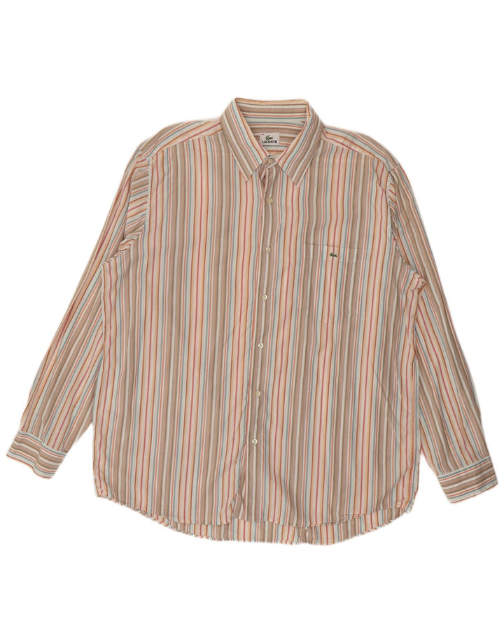 Camisa masculina Lacoste tamanho 44 XL listrada multicolorida