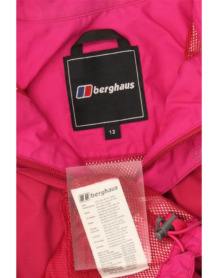 Jaqueta de chuva feminina com capuz Berghaus UK 12 médio rosa colorblock nylon