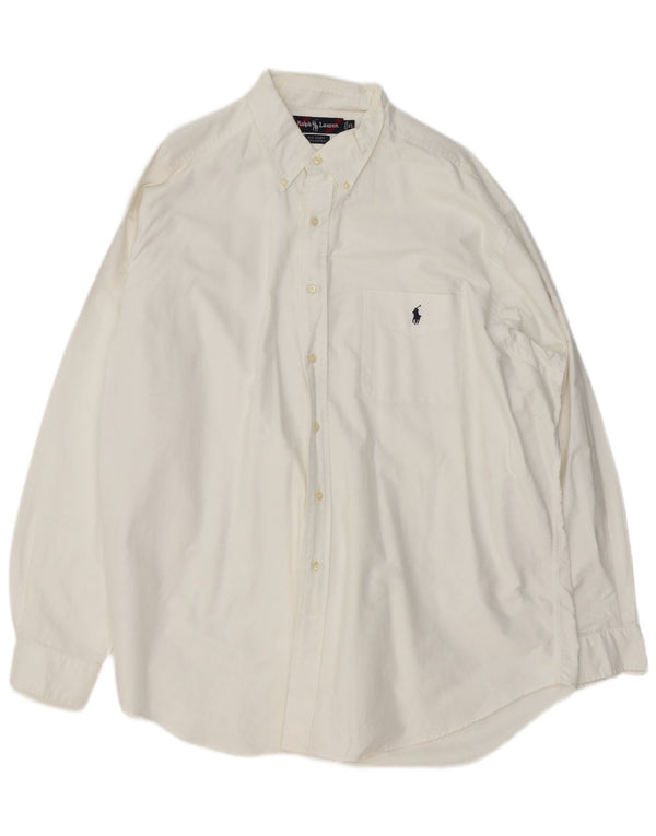 Ralph Lauren Camisa masculina grande e alta XL algodão branco