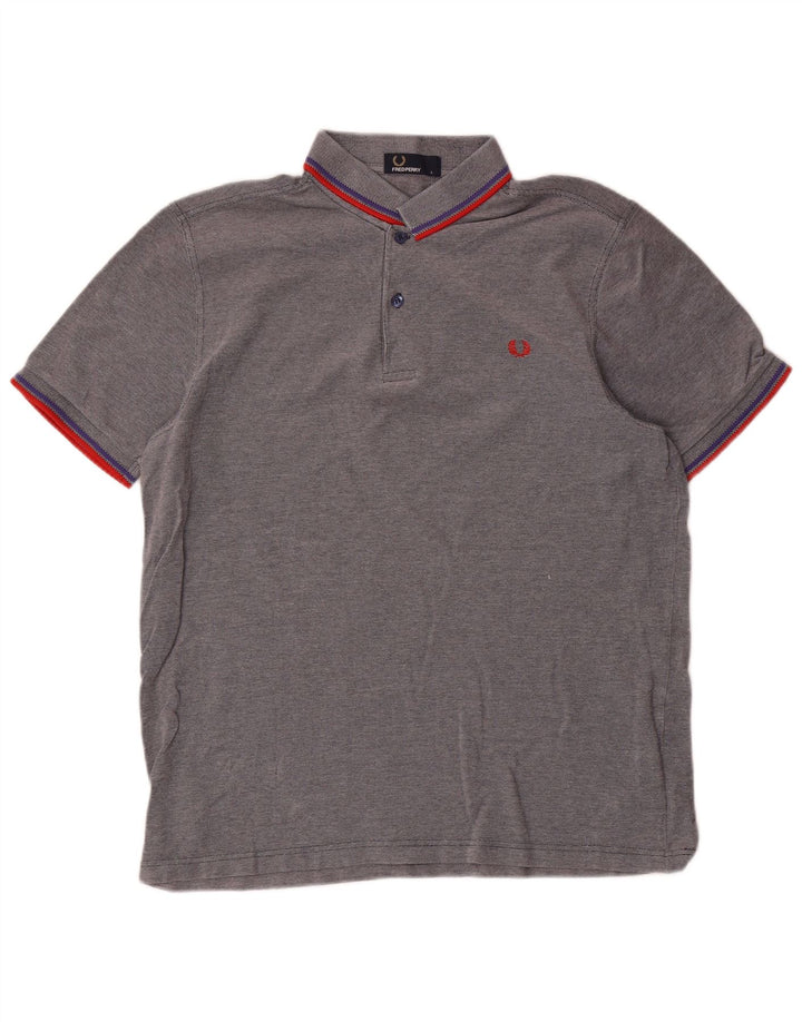 Camisa polo masculina Fred Perry grande algodão listrado cinza