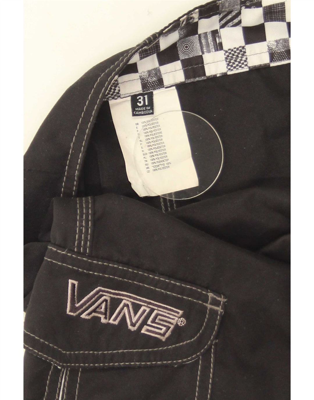 Shorts de natação masculino Vans médio preto poliéster