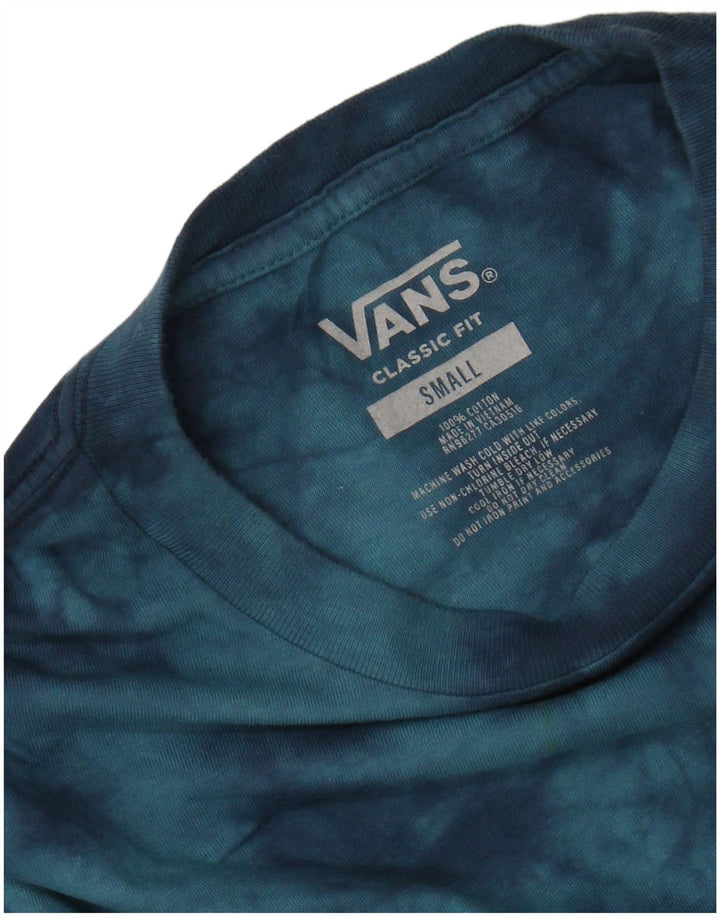 Camiseta masculina VANS Classic Fit gráfica top pequeno azul tie dye algodão