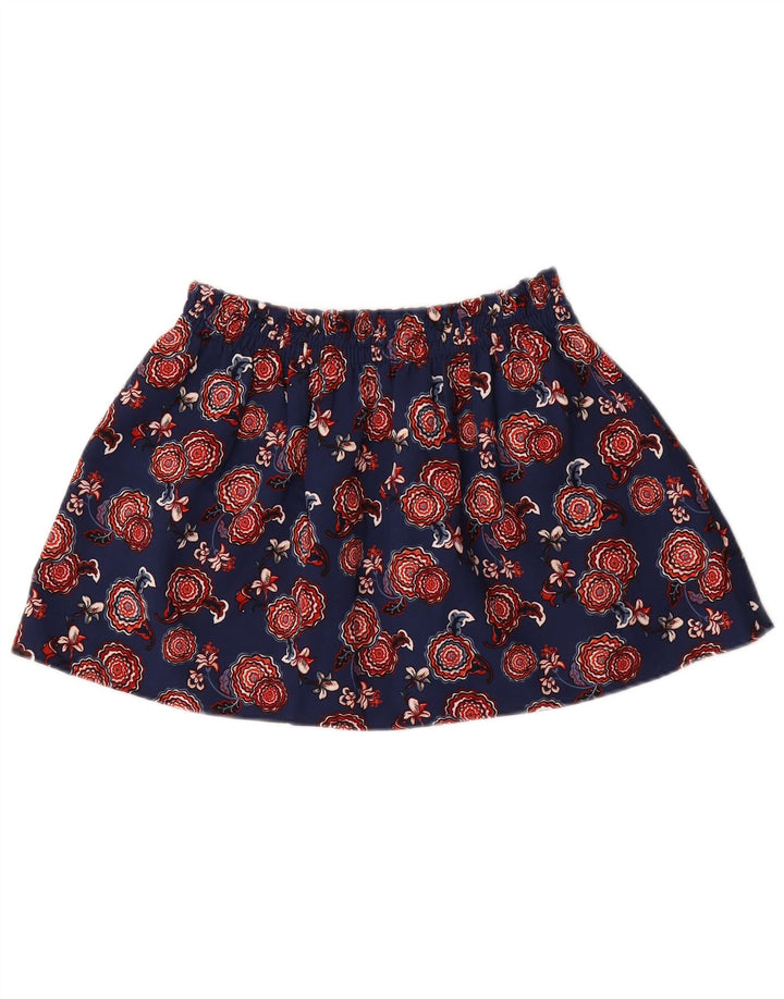 Mini saia feminina Zara médio W28 azul marinho floral