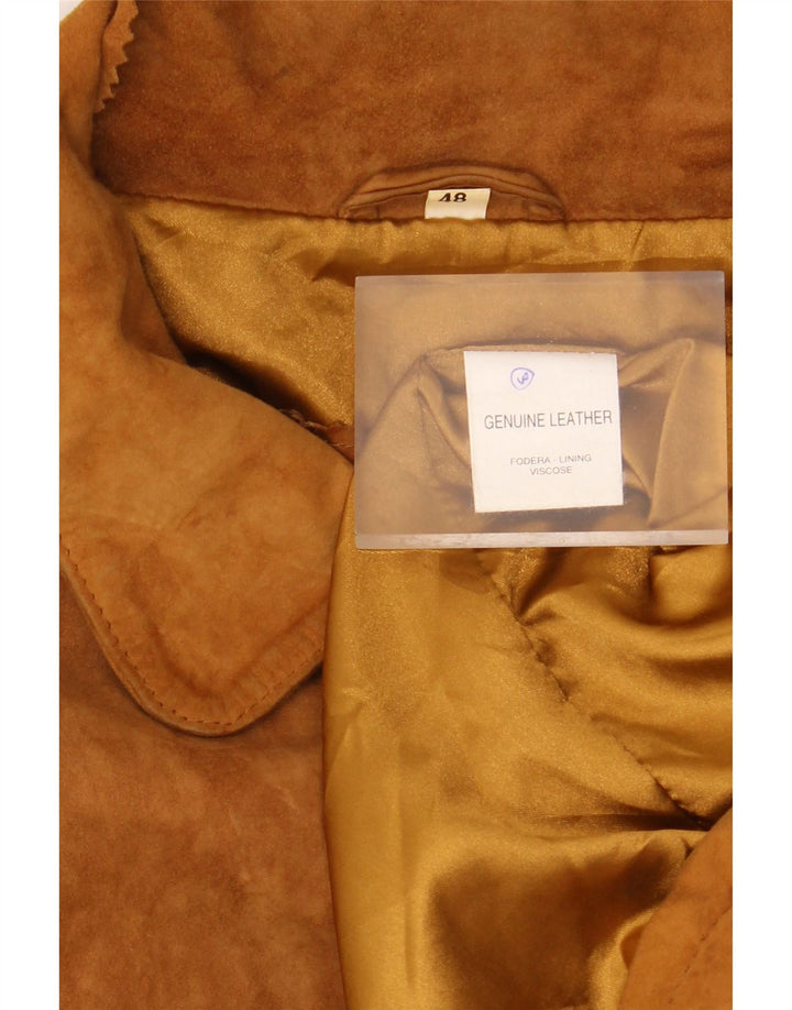 Jaqueta masculina de camurça superdimensionada VINTAGE IT 48 couro marrom médio