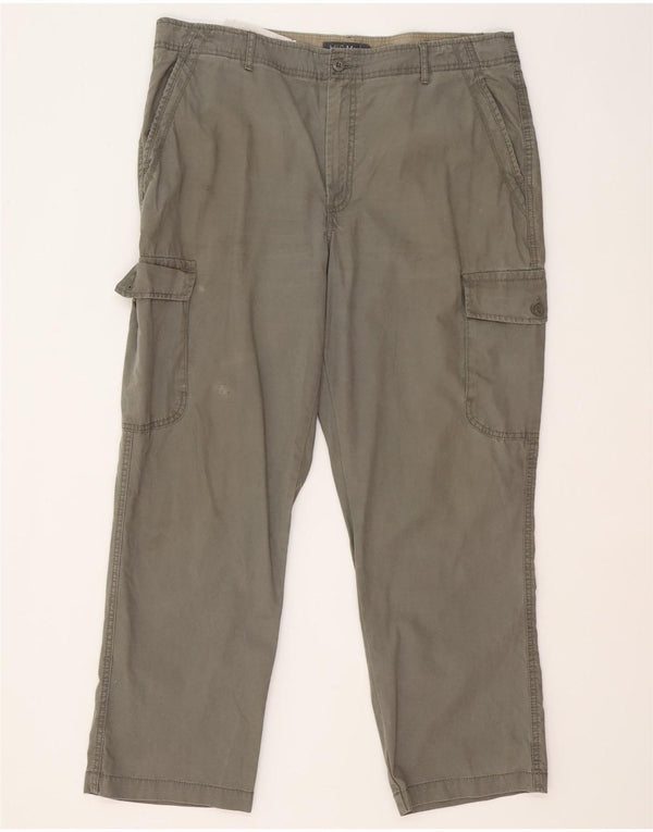 Calça cargo reta masculina Marks & Spencer W38 L29 algodão cáqui