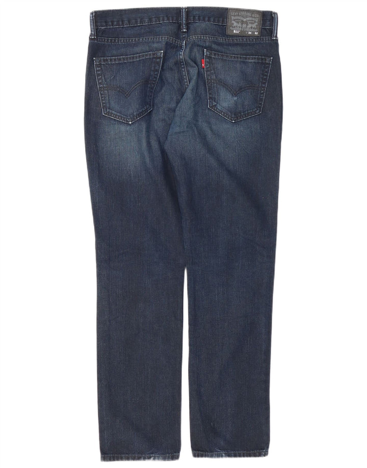 Levi's Masculino 511 Slim Jeans W34 L32 Azul Marinho Algodão