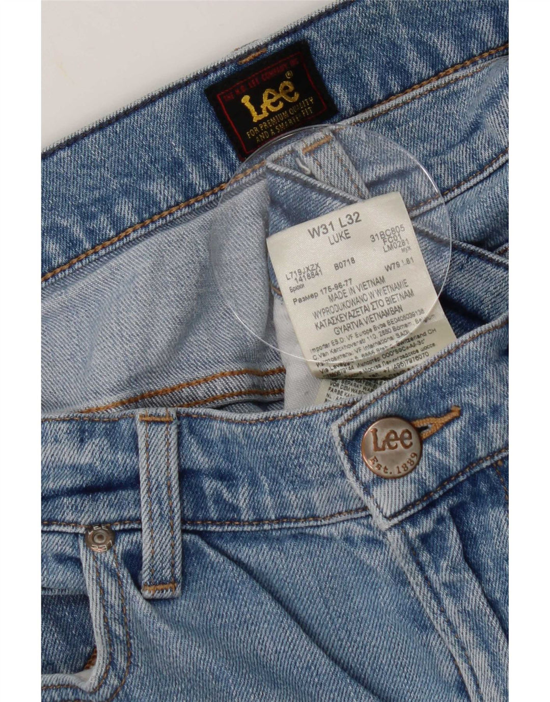 Lee Mens Slim Tapered Jeans W31 L28 Azul Algodão