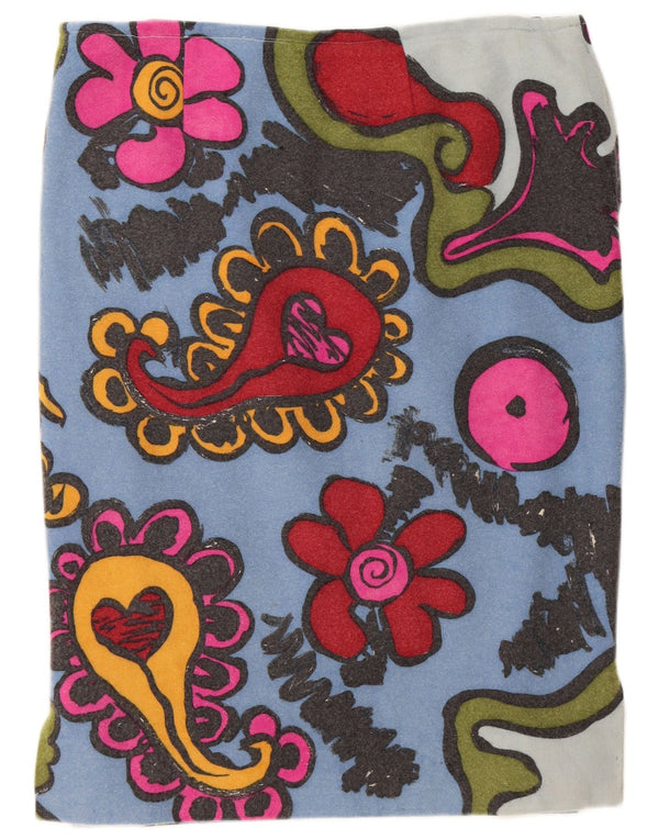 Saia reta feminina vintage W36 XL azul floral