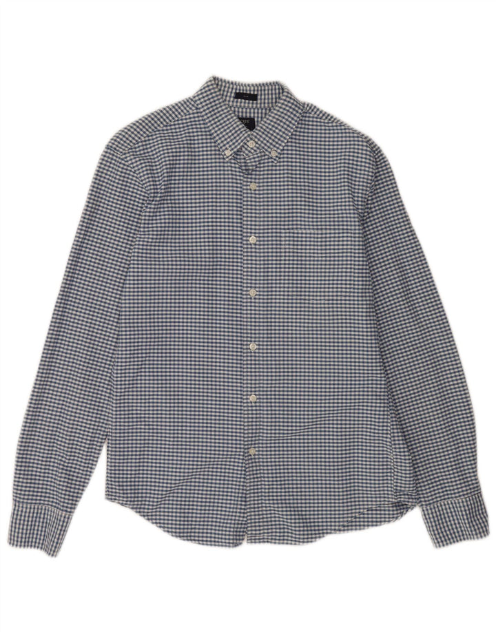 Camisa masculina slim fit J. CREW de algodão guingão azul médio