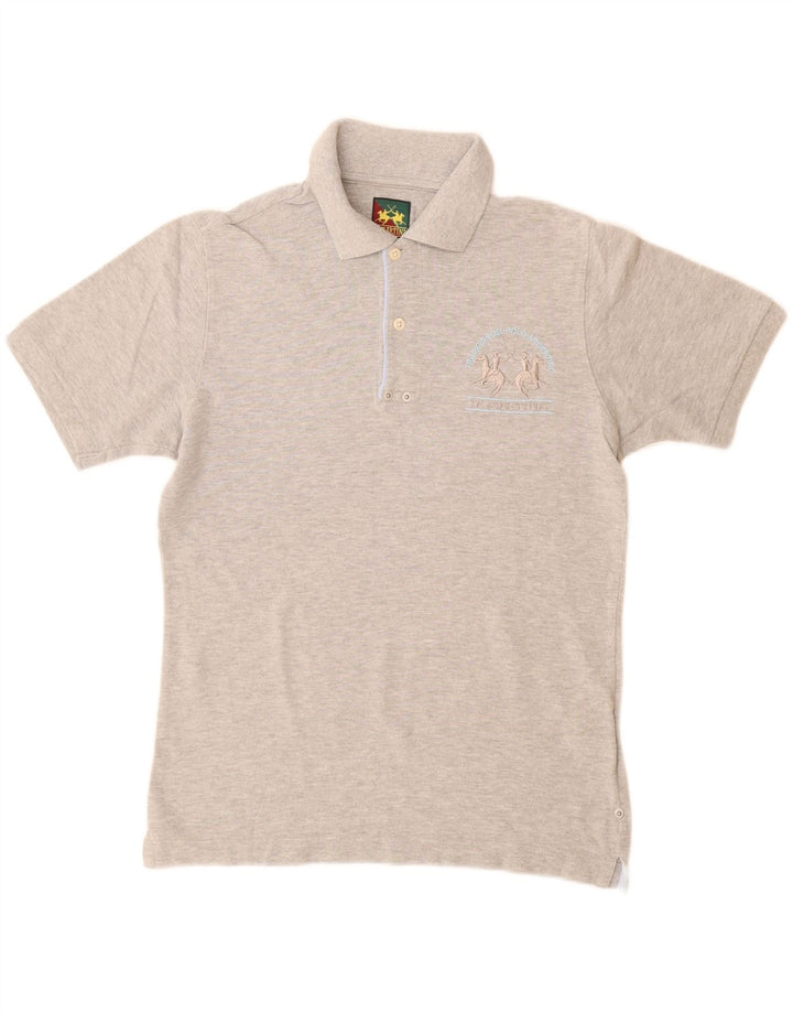 Camisa polo masculina La Martina pequena cinza algodão