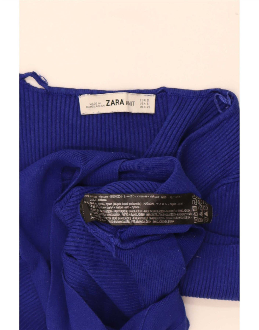 Zara Womens Crop Top UK 8 Pequeno Azul Viscose
