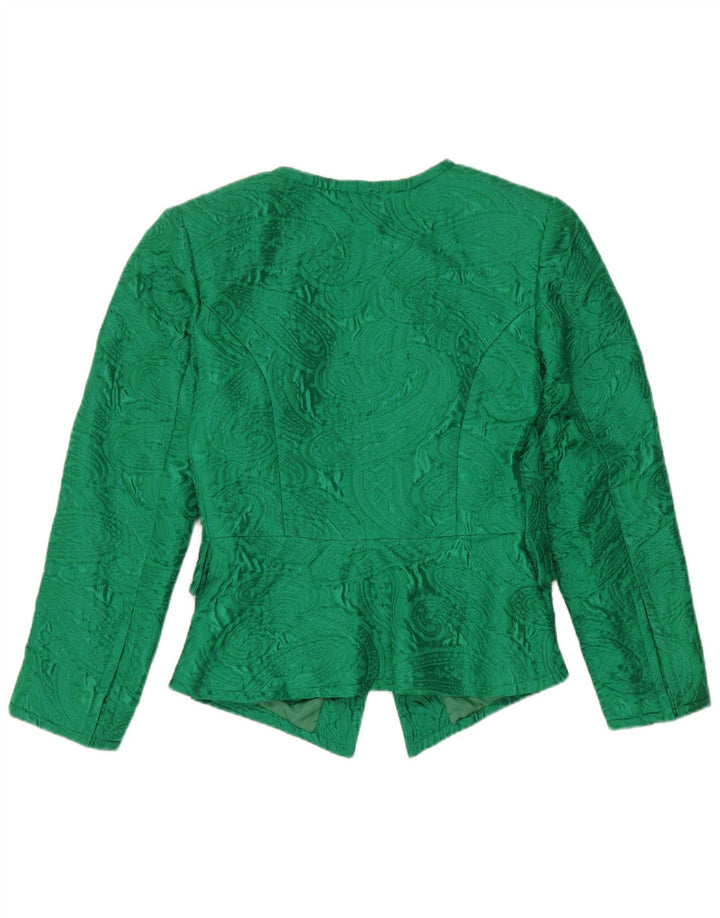 Jaqueta Blazer Feminina Vintage com 5 Botões Reino Unido 12 Paisley Verde Médio