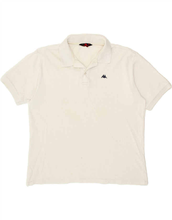KAPPA Mens Polo Shirt XL White Cotton Vintage Kappa and Second-Hand Kappa from Messina Hembry 